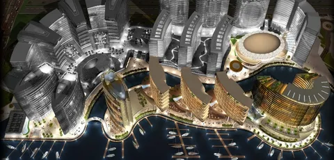 Construction site at the Jewel of the Creek development, Dubai